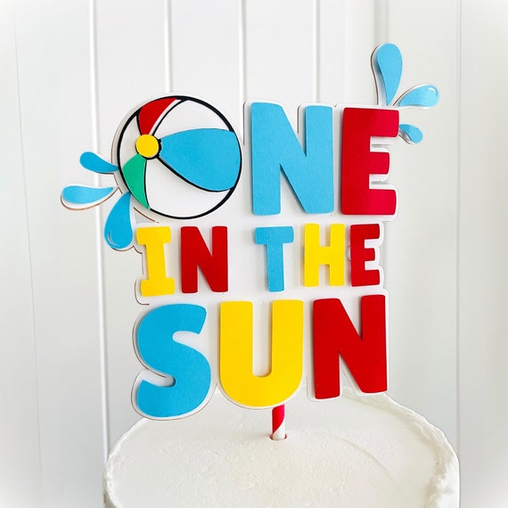 One In The Sun 1st birthday banner, Pool party decorations, Summer 1st birthday party cake topper, Beach ball first birthday, Beach  party