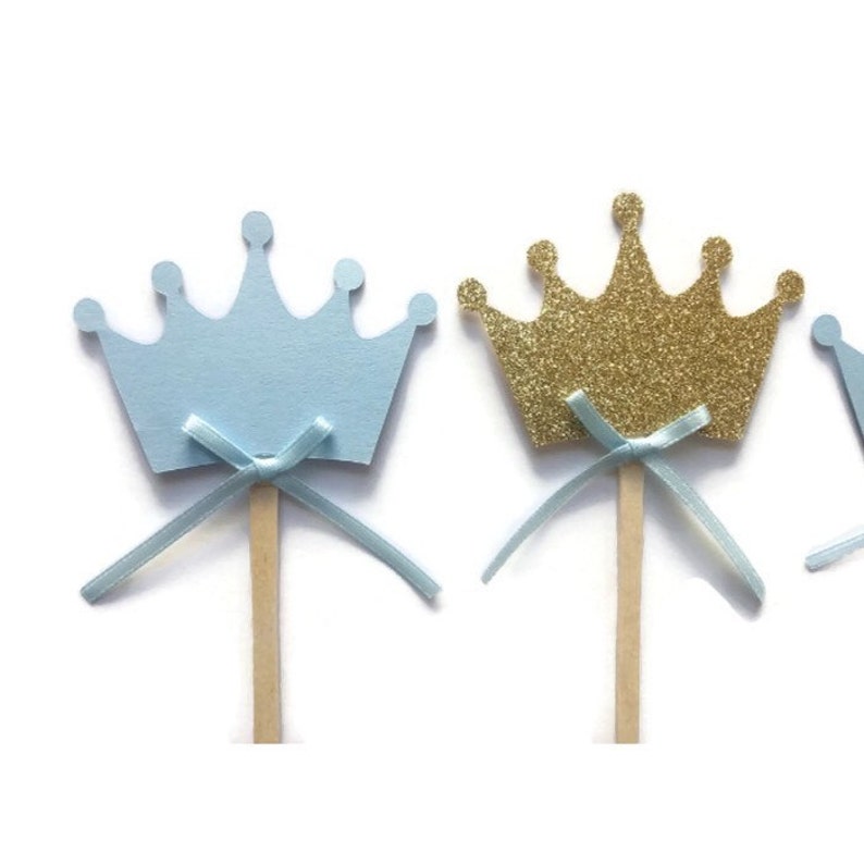 Prince Cupcake Toppers Crown Cupcake Toppers Royal Party Etsy