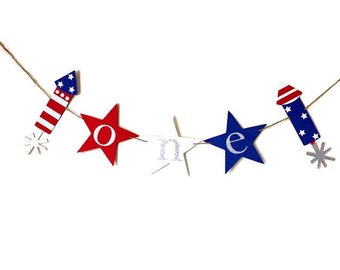 Fourth of July banner , July 4th highchair banner first birthday , 4th of July birthday , Fourth of July party decor , Red white and blue