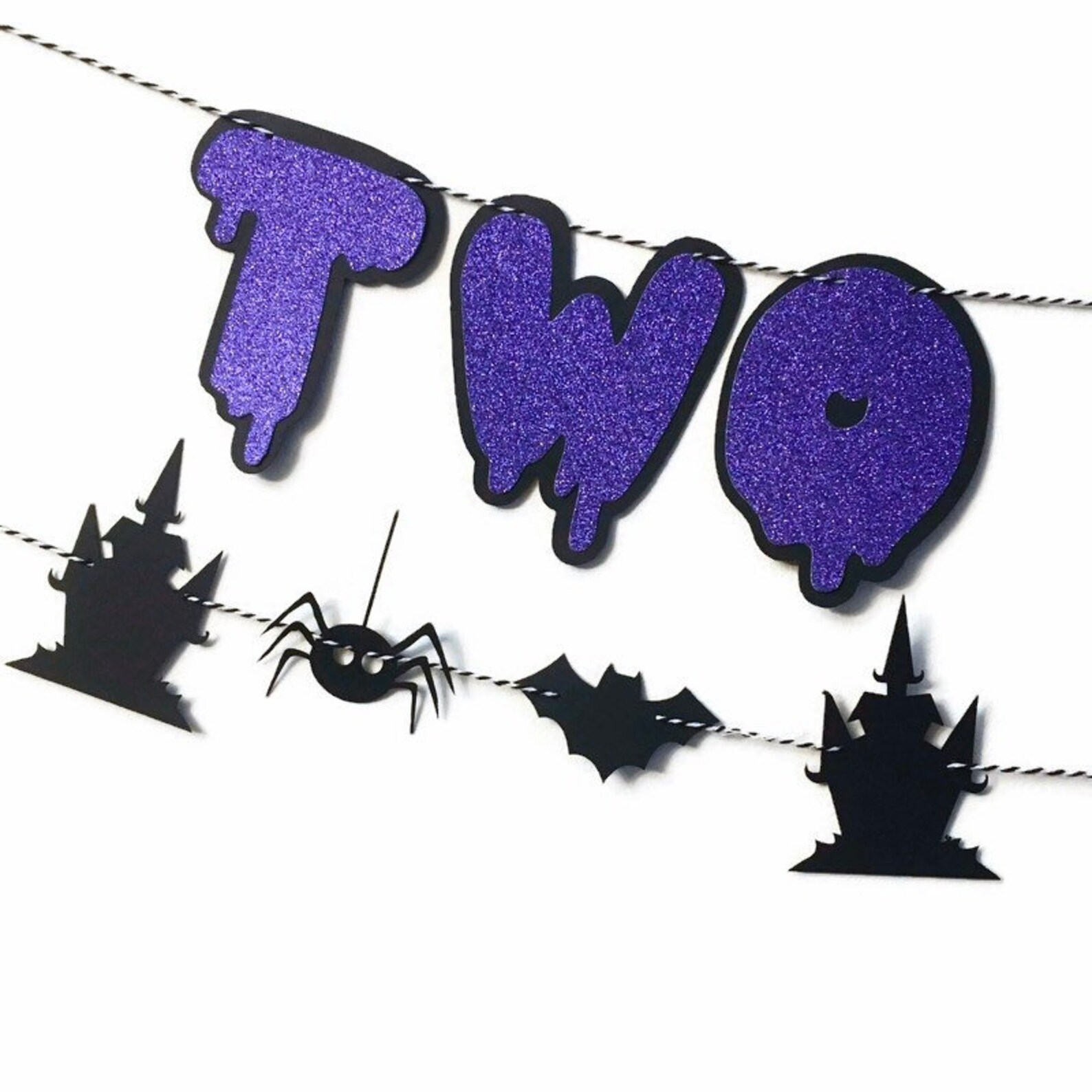 Two Spooky Brthday. Halloween 2nd Brthday. Two Spooky Banner. Pnk