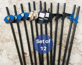 Police officer birthday party decorations, Police man theme paper straws, Law enforcement birthday decor, Police decor, Back the blue