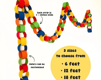 Primary colors paper chain garland, Nostalgic Birthday party banner, Fun to be one party banner decor, Whimsical party decorations