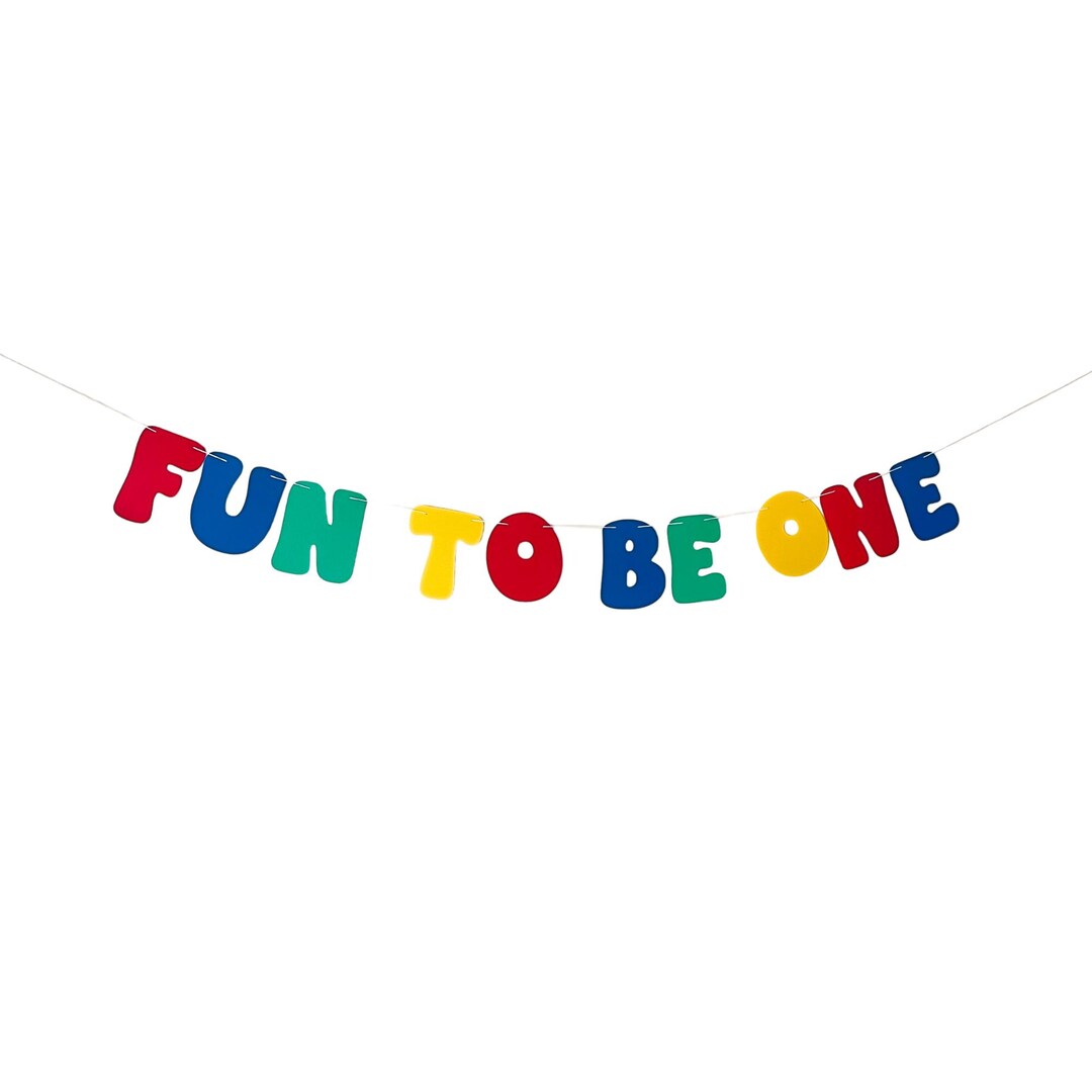 It’s Fun to Be One Birthday Banner, Primary Color Nostalgic First ...