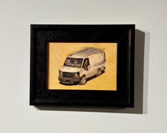 White Van Still Life | 5x7" Original Oil Painting, Framed