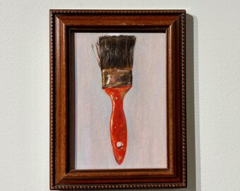 Paint Brush Still Life | 5x7" Original Oil Painting, Framed
