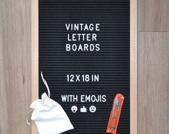 Vintage Changeable Letter Board 12 x 18 inches | Black Felt | Wood Oak frame