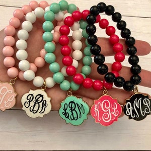 Monogrammed Beaded Bangel Bracelet FREE SHIPPING