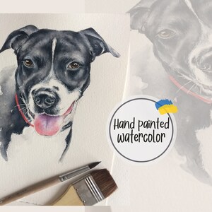 Custom pet portrait from Photo. Original watercolor Dog Artwork
