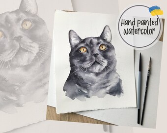 Aangepast huisdierportret | Gepersonaliseerde huisdierkunst | Aangepast huisdierschilderij | Kattenportret van foto