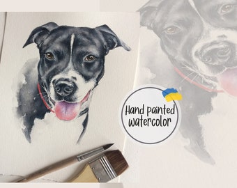 Custom pet portrait from Photo. Original watercolor Dog Artwork