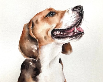 Beagle painting, watercolor on watercolor paper, ready to ship