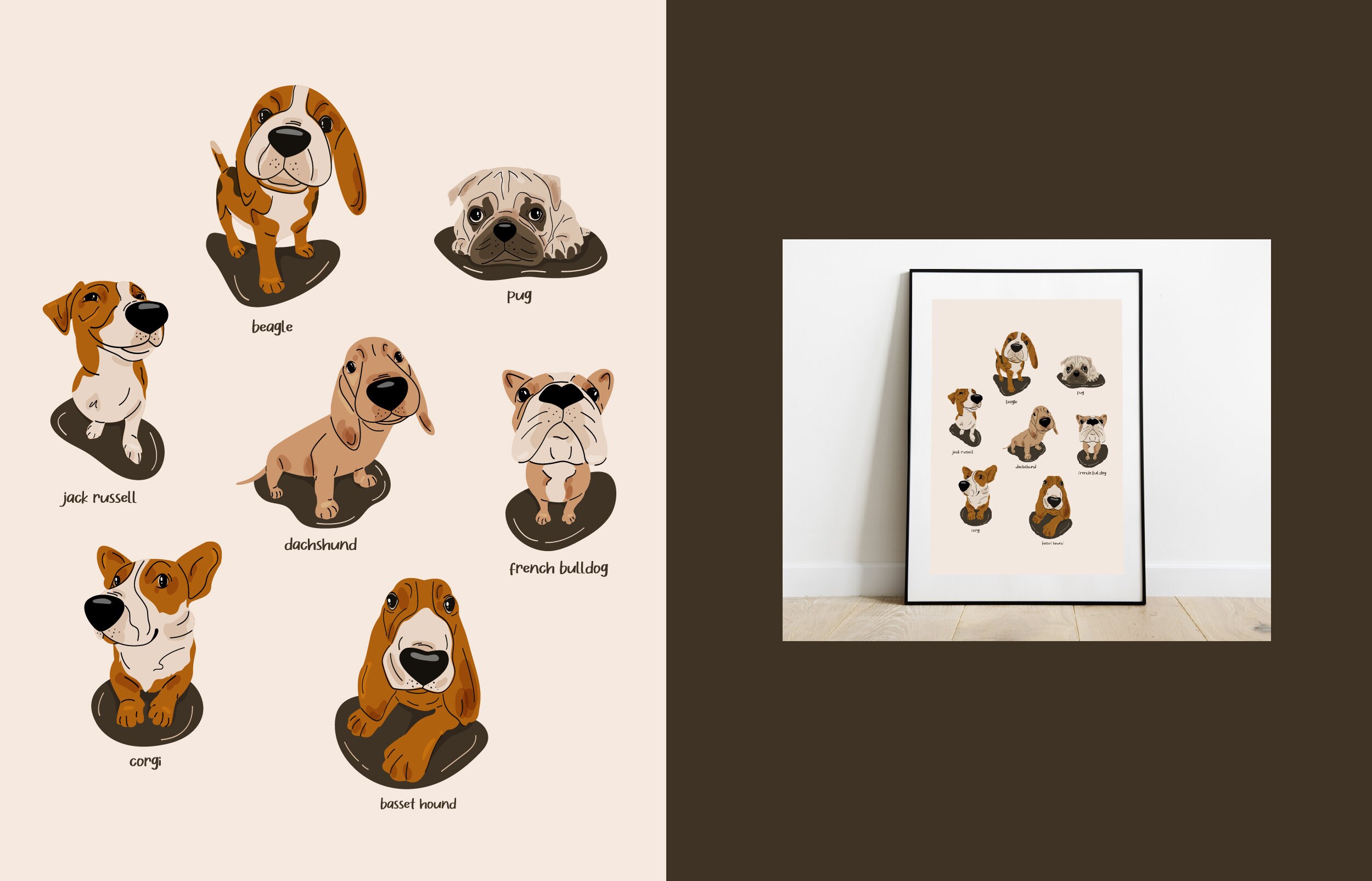 Dog Clipart Set - Hand Drawn Dog Breeds - Digital PNG - Cute Animals ...