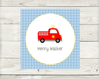 Gift Enclosure Cards, Firetruck, Personalized, Printed and Digital Options