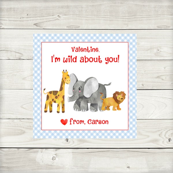 Valentine Tags & Stickers, Zoo Animals