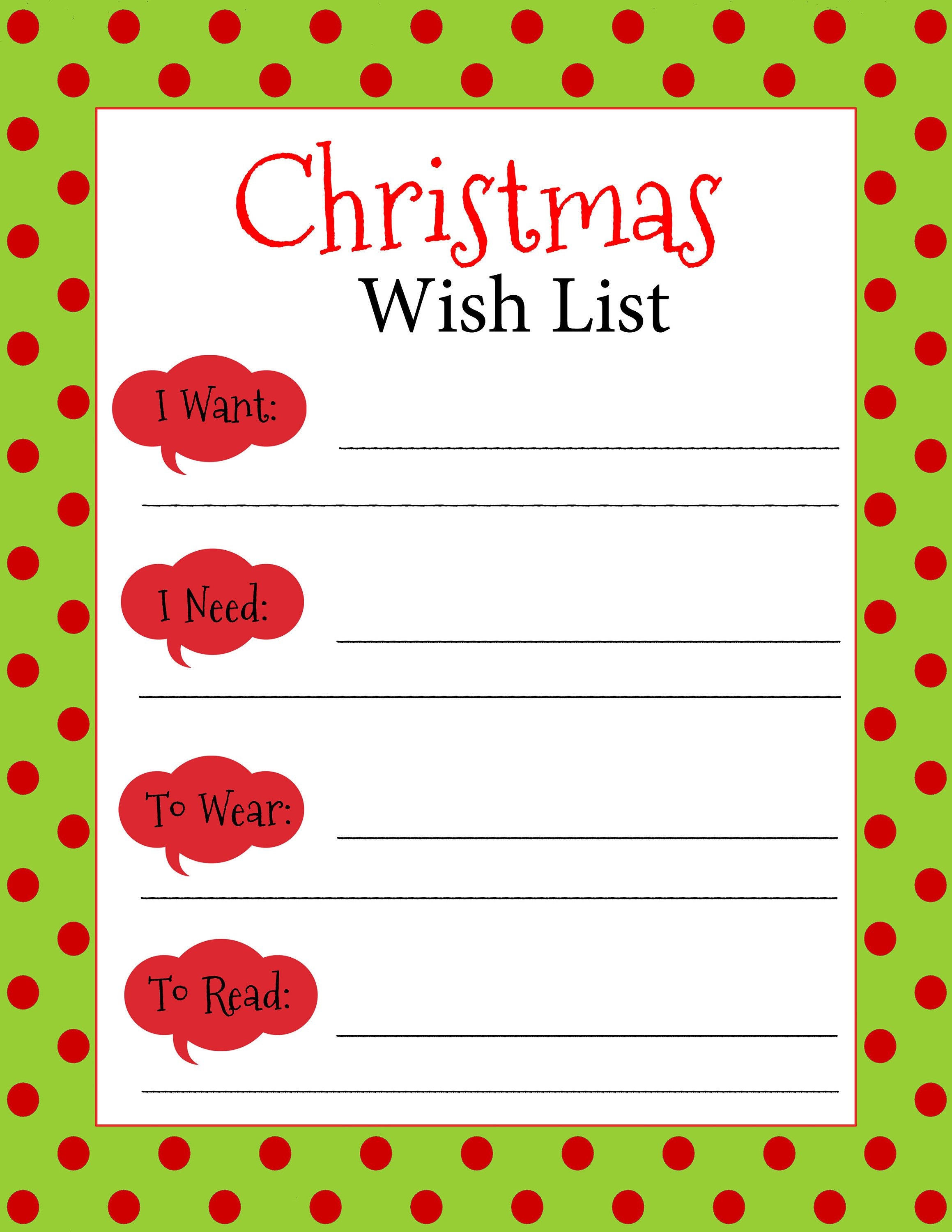 Wunschliste für Weihnachten druckbar Sofort Download | Etsy