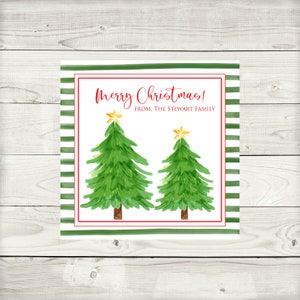 Printed and Digital Options Personalized Merry Christmas Holiday Gift Tag