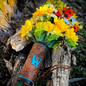 Leather Bouquet Wrap *western* *wedding* *Bridal*