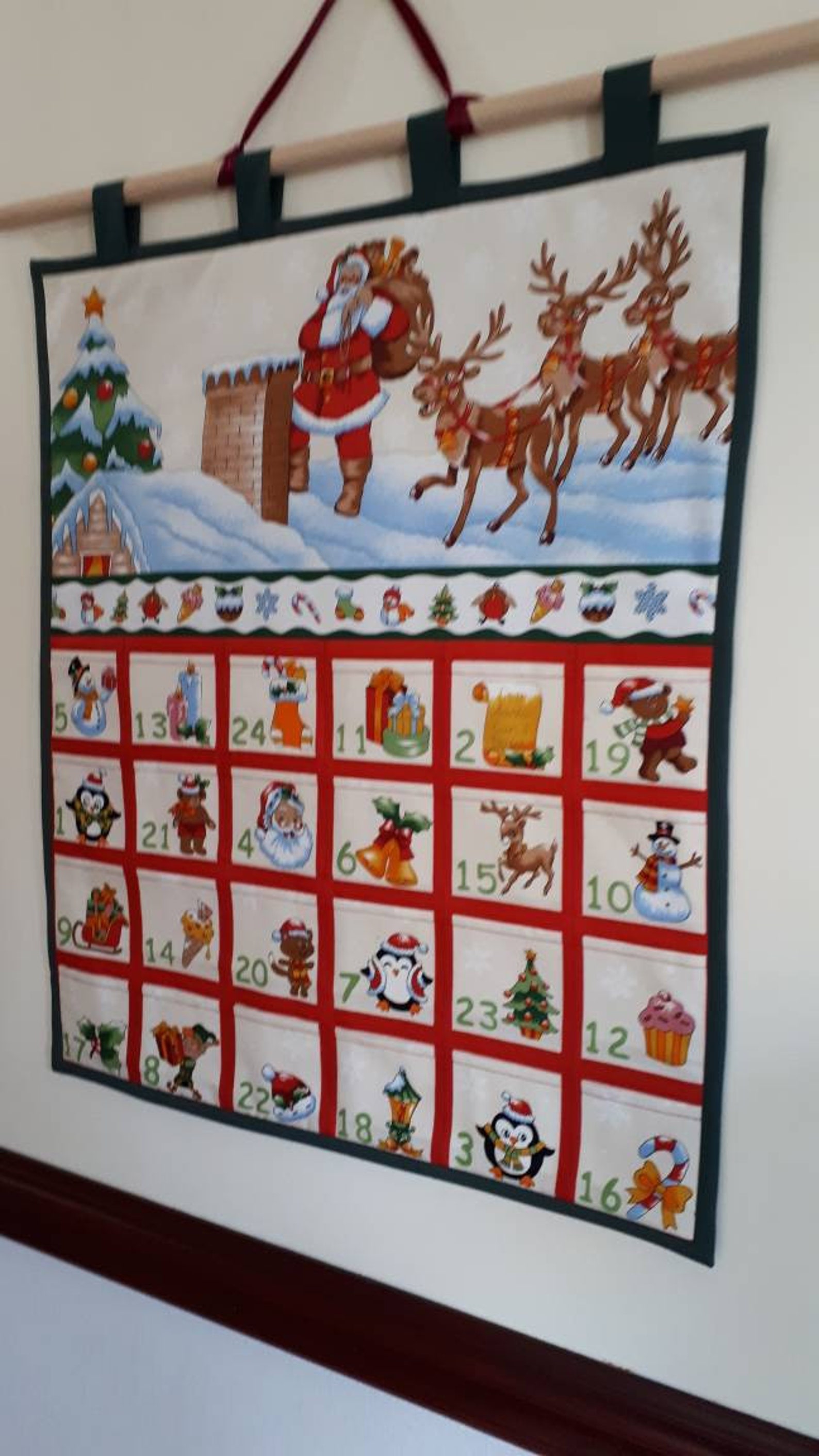 Reusable Fabric Advent Calendar With Pockets Childrens Advent Etsy