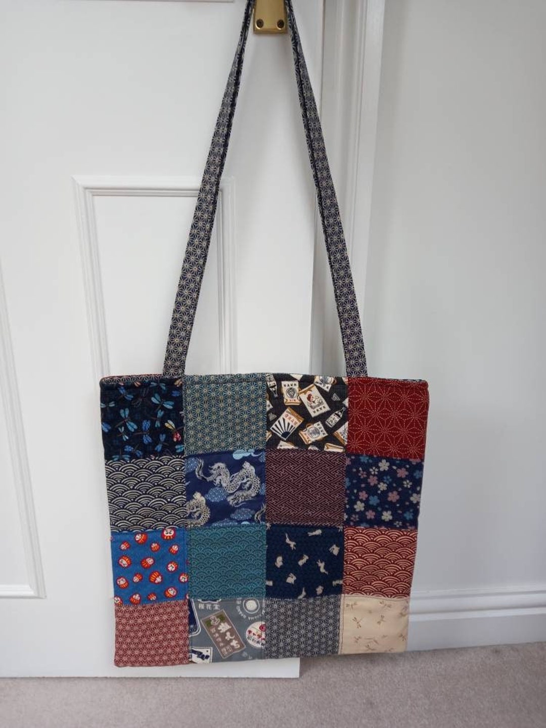 Oriental Patchwork Tote Bag Handmade Lined Shopping Bag 
