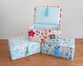 PDF download Classic Trinket Box digital tutorial, make your own trinket box, cartonnage project, make a fabric covered box