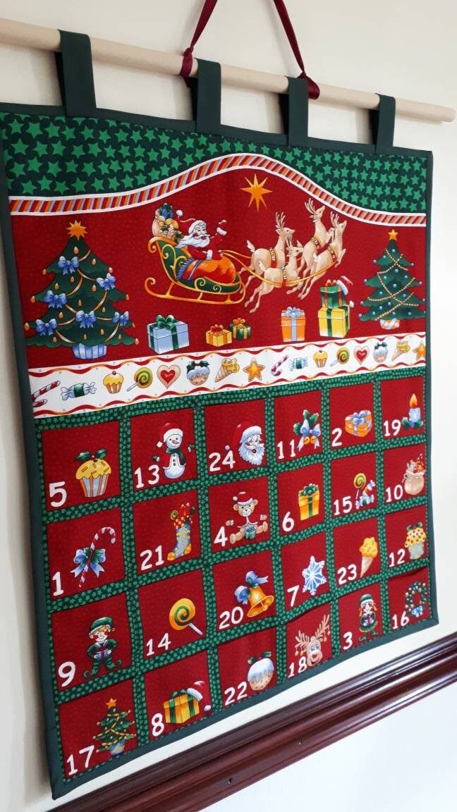 Reusable Fabric Advent Calendar With Pockets Childrens Advent Etsy Reusable Fabric Advent Calendar With Pockets Childrens Advent Etsy