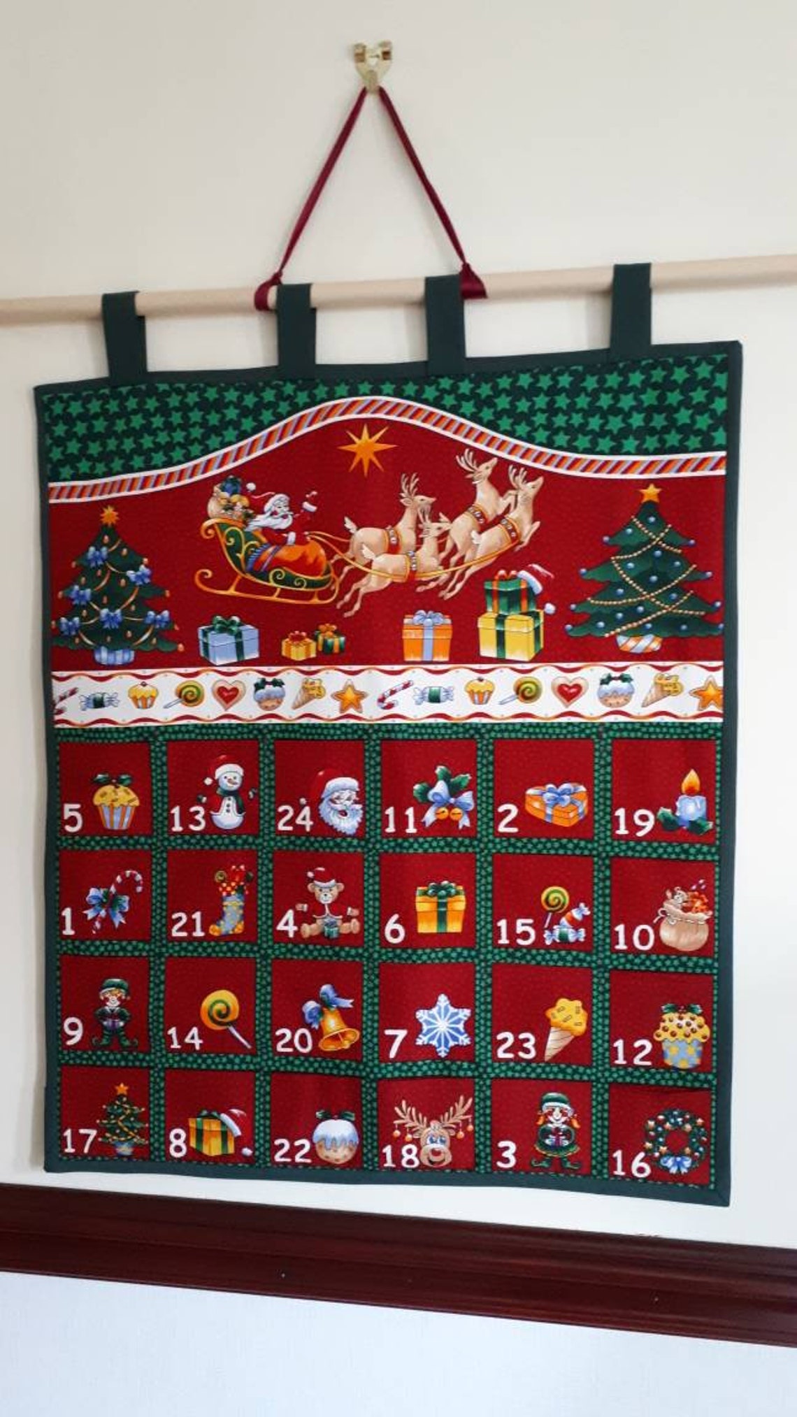 Reusable fabric advent calendar with pockets childrens advent Etsy