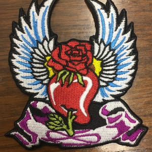 Heart with Rose and Wings patch