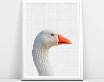 Goose Printable, Nursery Animal Wall Art, Goose Poster, Kids Room Decor, Animal Print, Kids Print, Instant Digital Download, Art Print