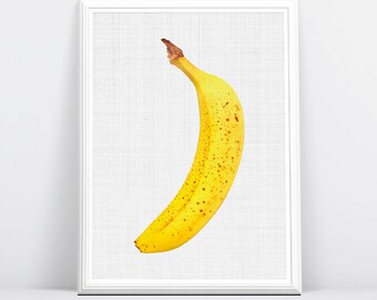 Banaan Print, banaan, Wallart, kunst voor kleuter, kunst aan de muur keuken, keuken Wallart, kunst voor keuken, Banana kunst, kunst van de keuken
