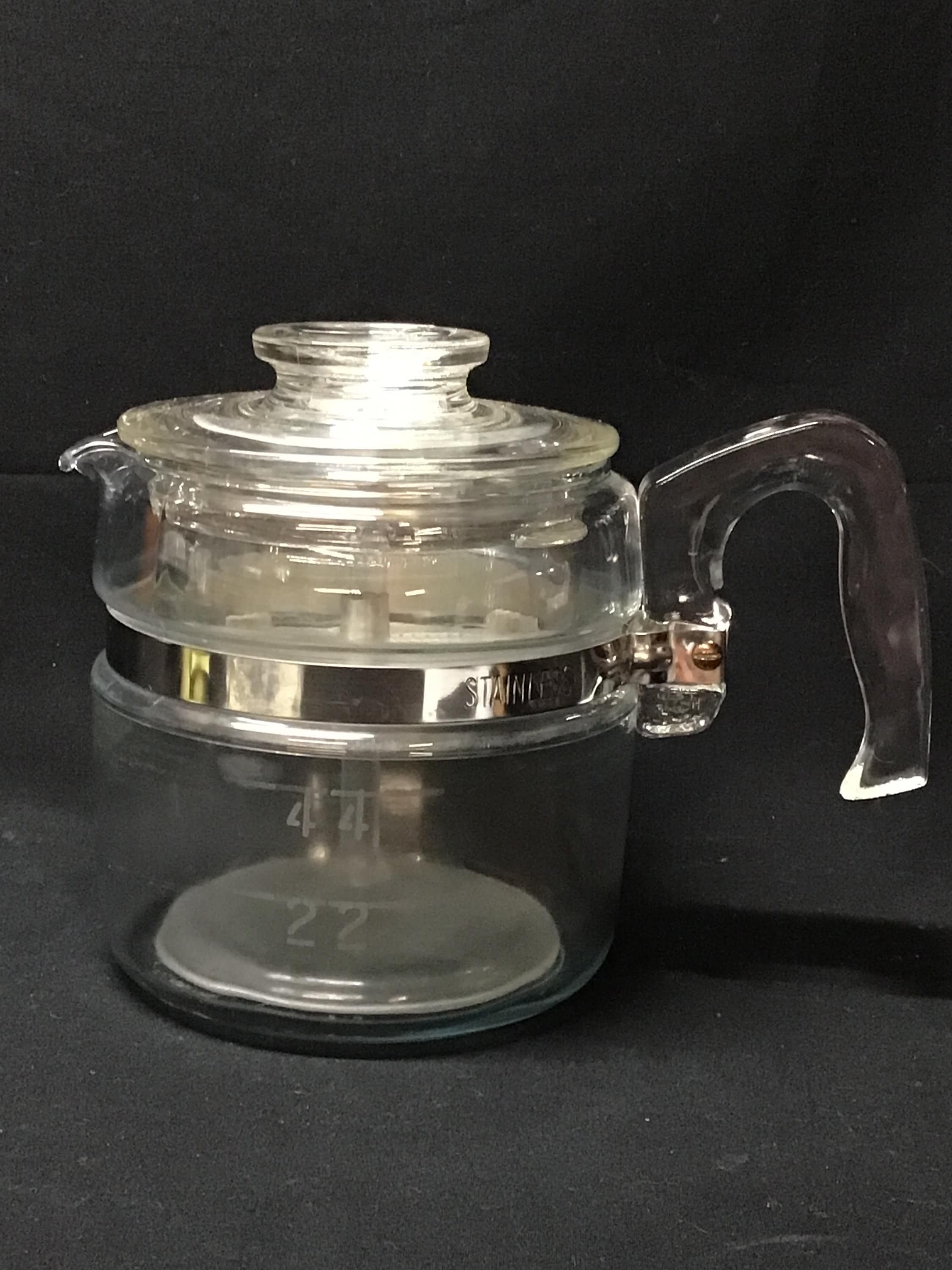 Vintage 1940s Pyrex Flameware Glass Coffee Percolator & Lid Model 7862B SKU  905