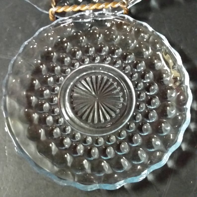 bubble pattern saucers Vintage anchor hocking Sapphire Blue