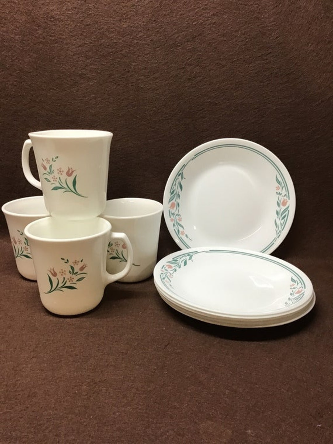 Corelle Dishes Rosemarie Pattern. Dinner Plates 6 1/2 Inch Etsy
