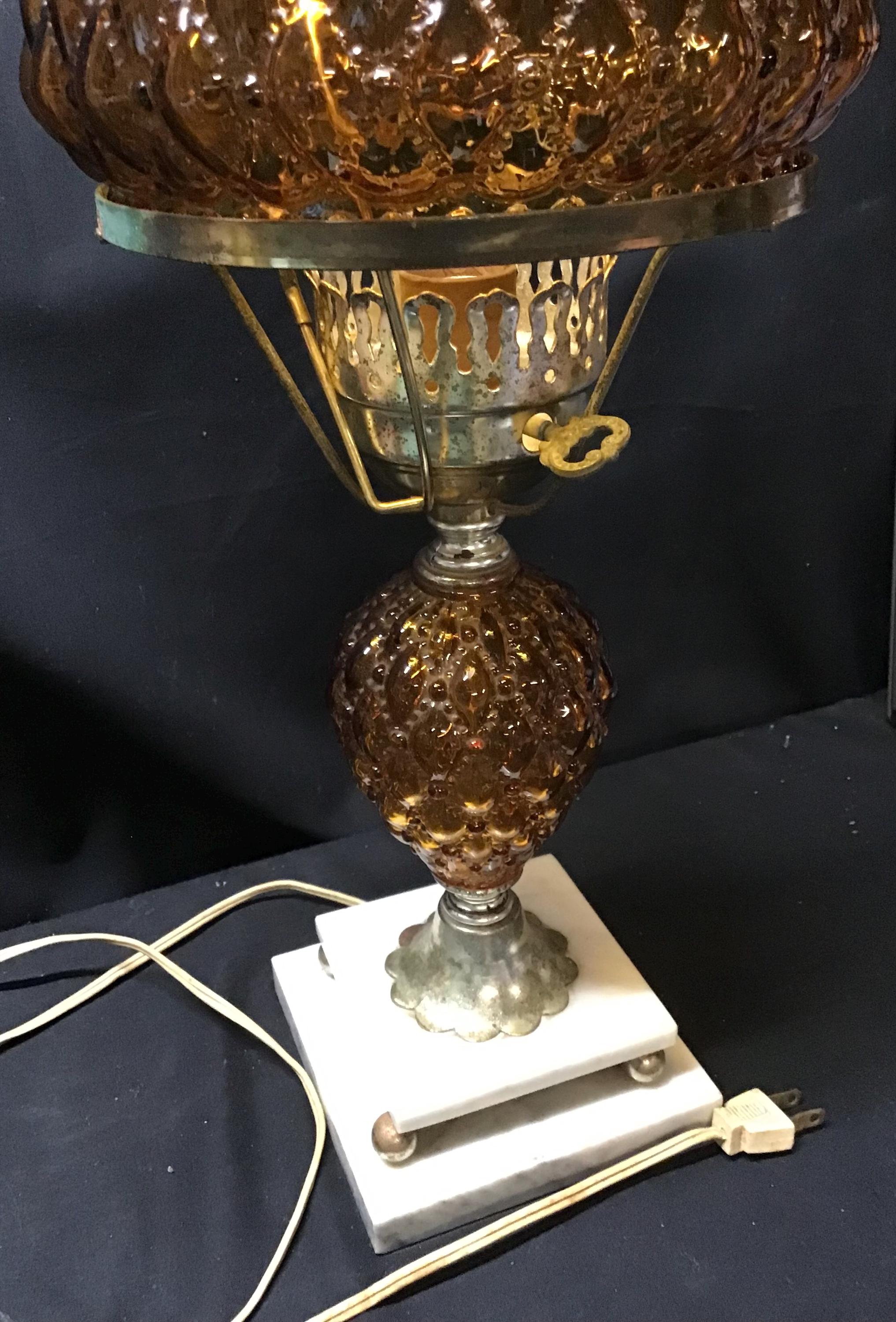 Antique Fenton Amber Diamond Quilted Hobnail Table Lamp W Antique Fenton Amber Diamond Quilted Hobnail Table Lamp W