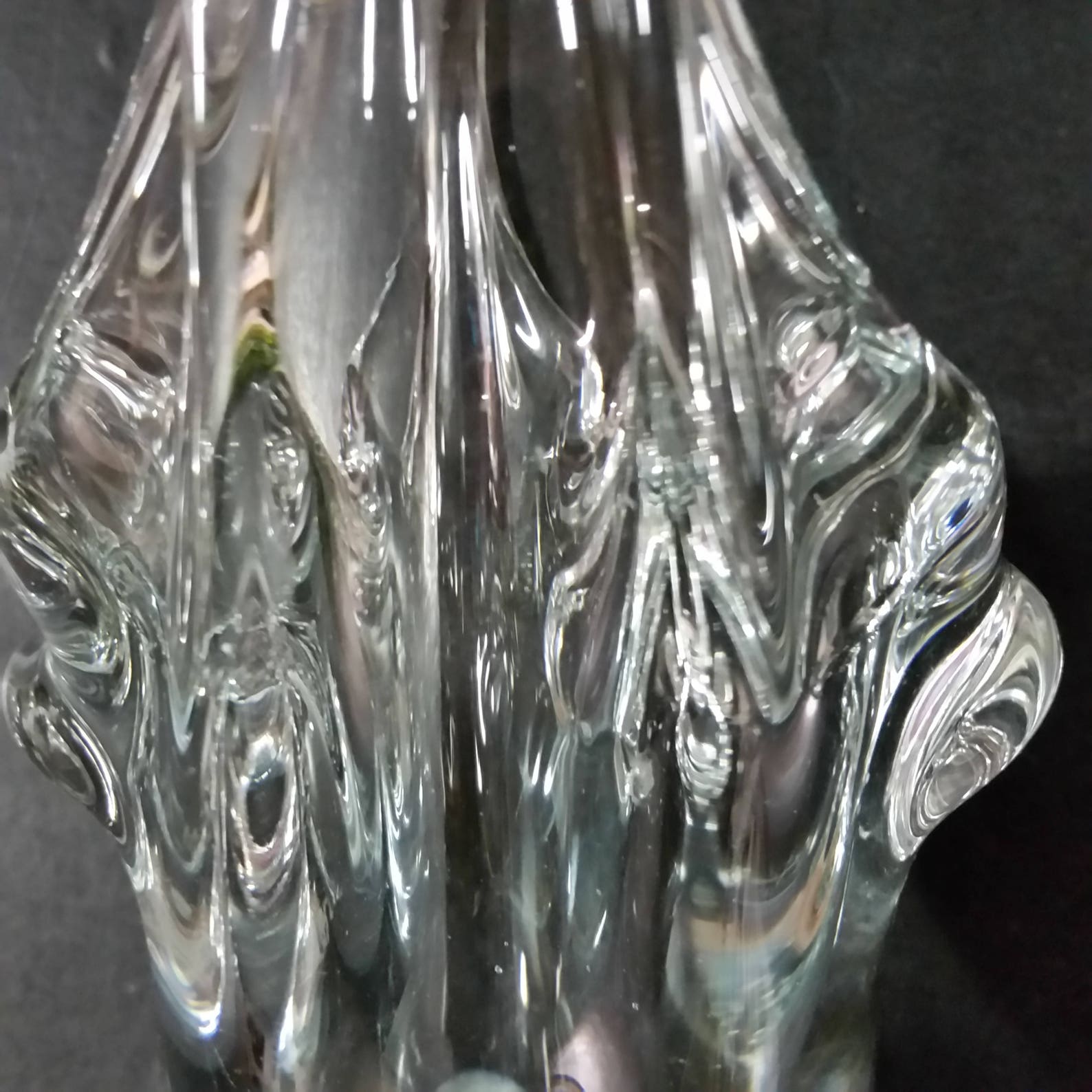 Vintage hand blown crystal glass handled basket. Toscany Etsy