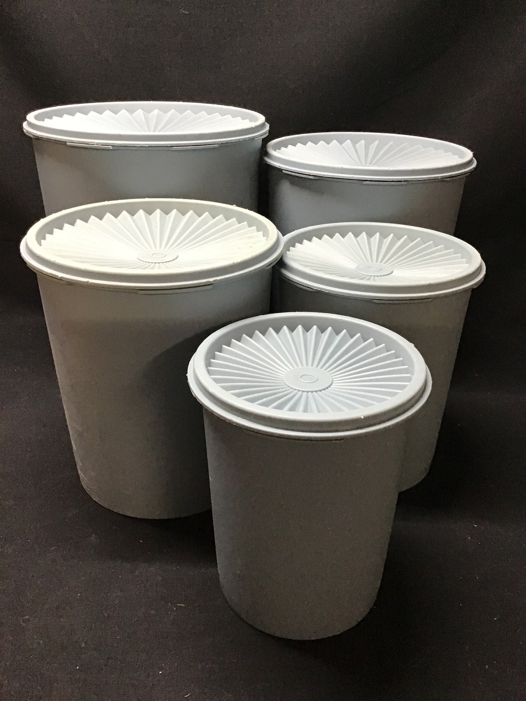 Vintage Blue Tupperware Canisters, Push Top Seals Seals. Set of 5 Etsy