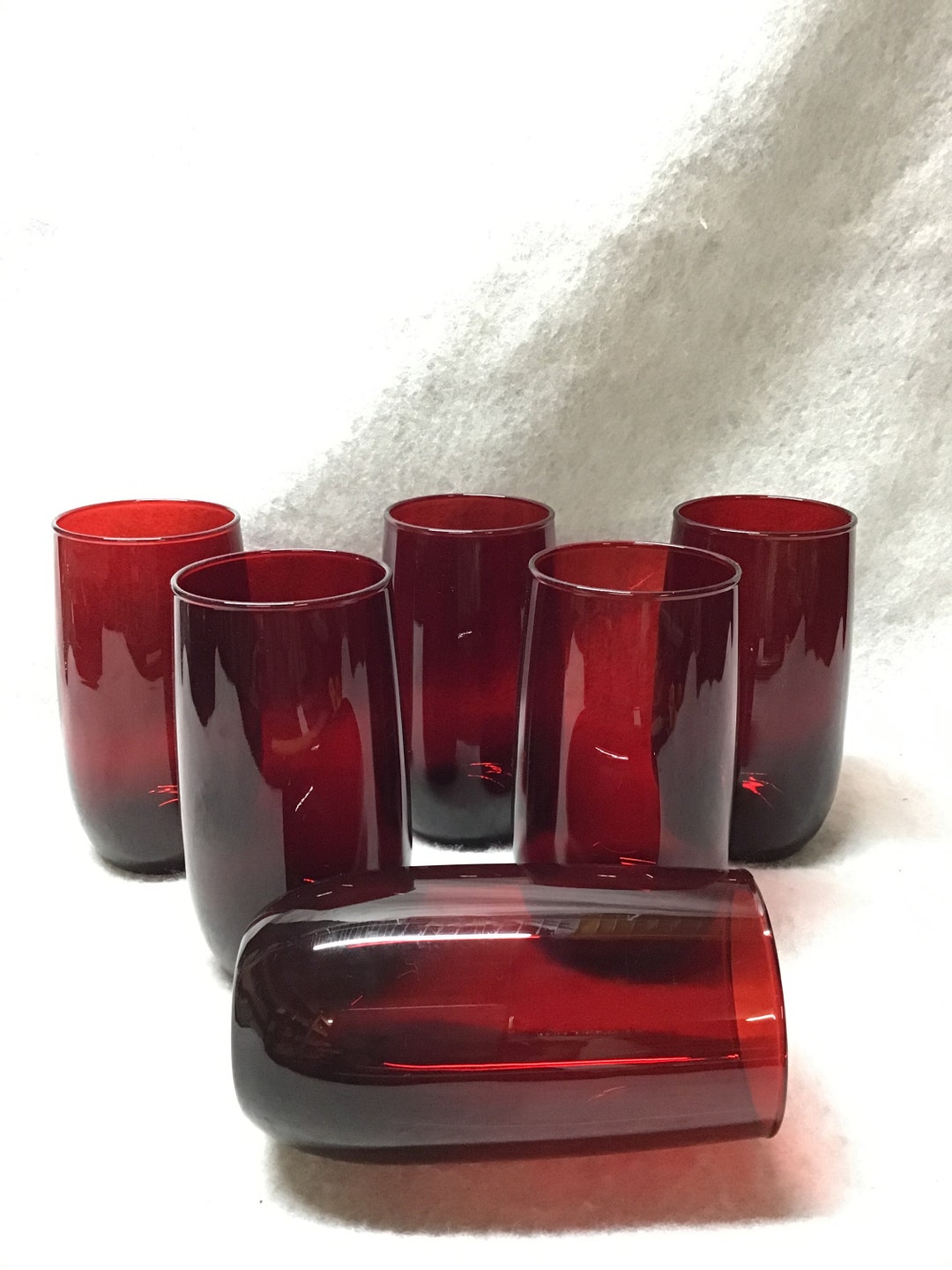 Vintage Ruby Red Drinking Glasses. Set of 6. 12 Ounce Capacity Etsy