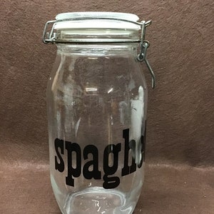 Vintage glass Triomphe Spaghetti Jar. Wire closure, Rubber seal