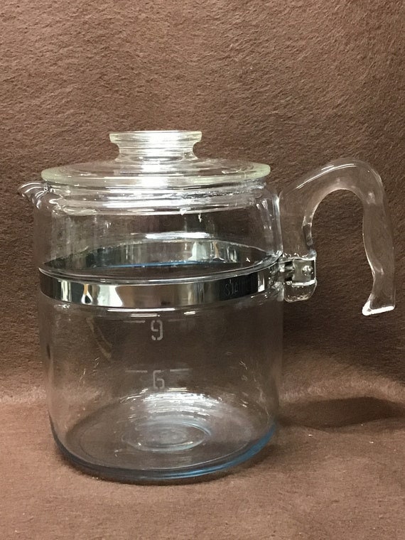 Vintage Pyrex Flame Ware Stove Top Percolator. 9 Cup. Pot and Lid Only 