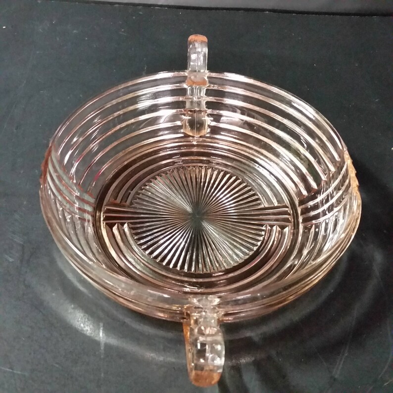 Pink Depression Glass 2 Handled Relish Bowl. Manhattan Etsy