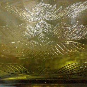 Vintage golden amber 9 1/2 inch serving bowl. Madrid Pattern. Depression glass image 5