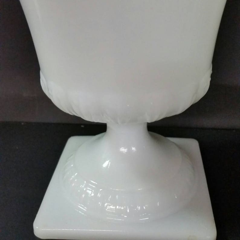 Vintage E O Brody milk glass pedestal square footed base | Etsy