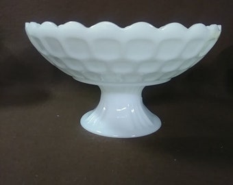 Vintage Westmoreland milk glass pedestal bowl. Honeycomb pattern