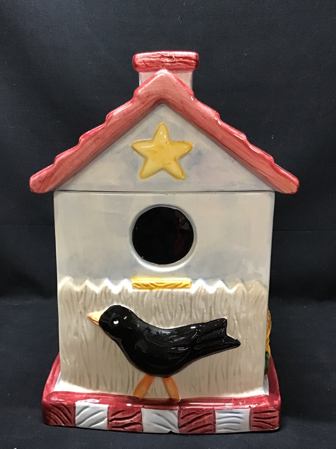 Vintage Ceramic bird House Cookie Jar. Etsy