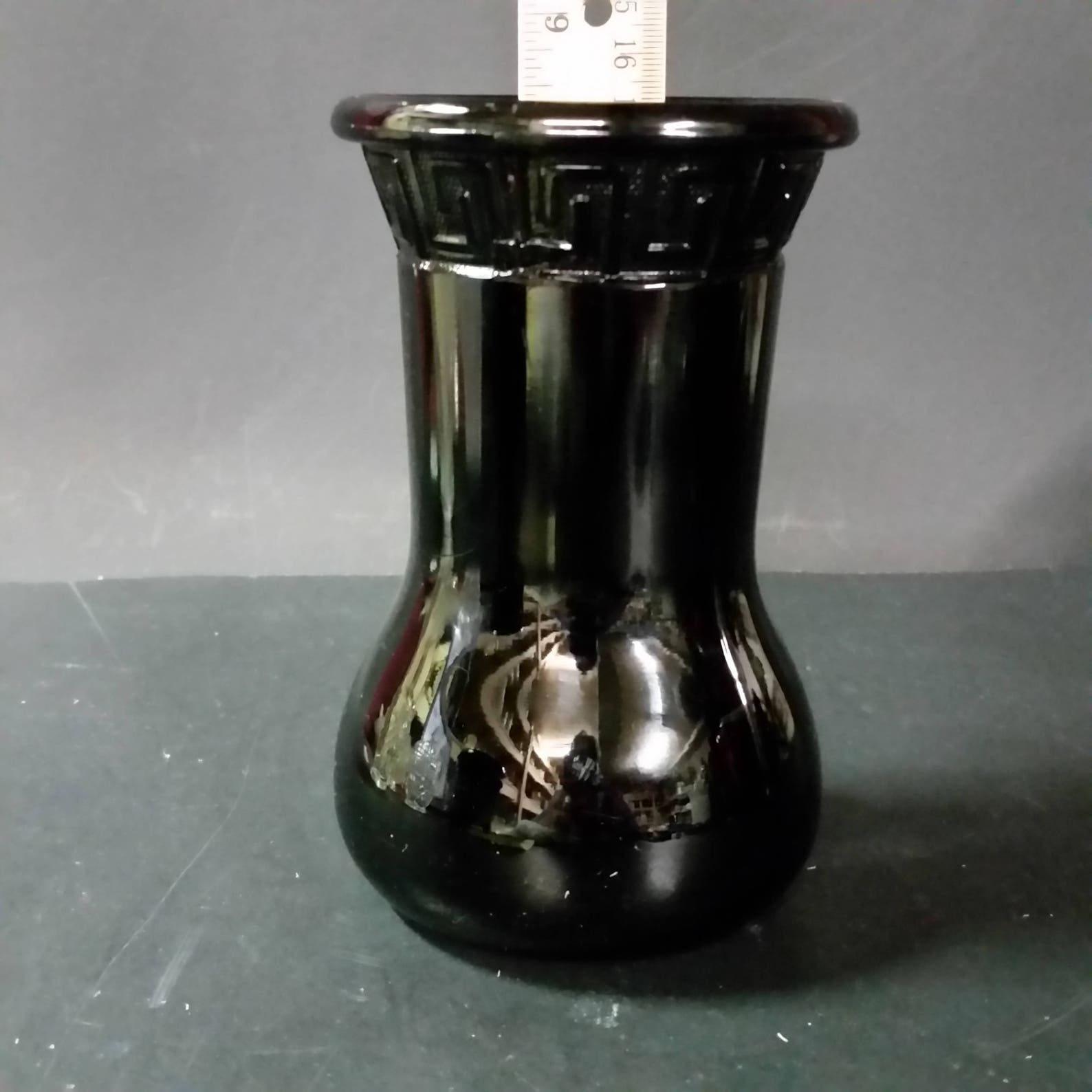 L E Smith Black Depression Glass Vase Etsy