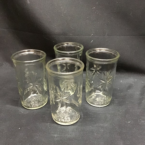 Vintage 50th Anniversary Ball jelly juice glasses. Set of 4.   5 ounce size starburst pattern