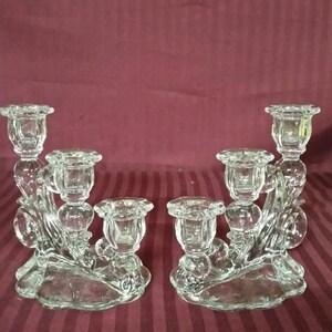 Glass 3 candle  candle holders set of 2