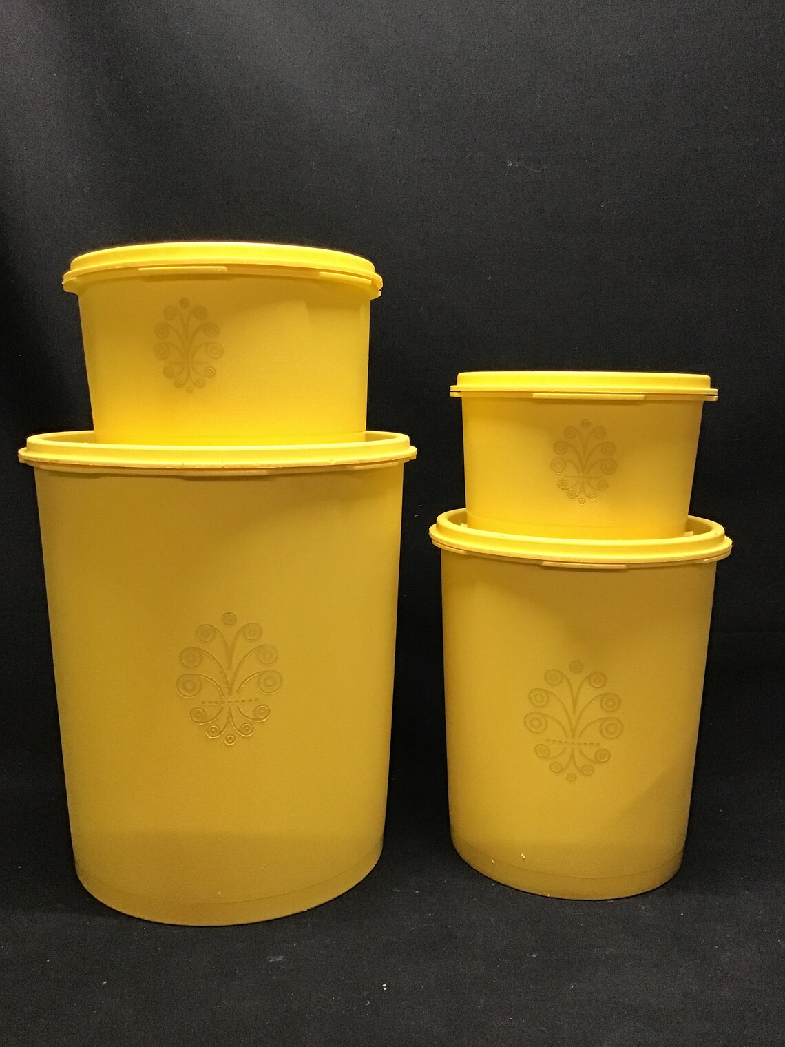 Vintage Yellow Tupperware Canisters Push Top Seals Seals. Set Etsy