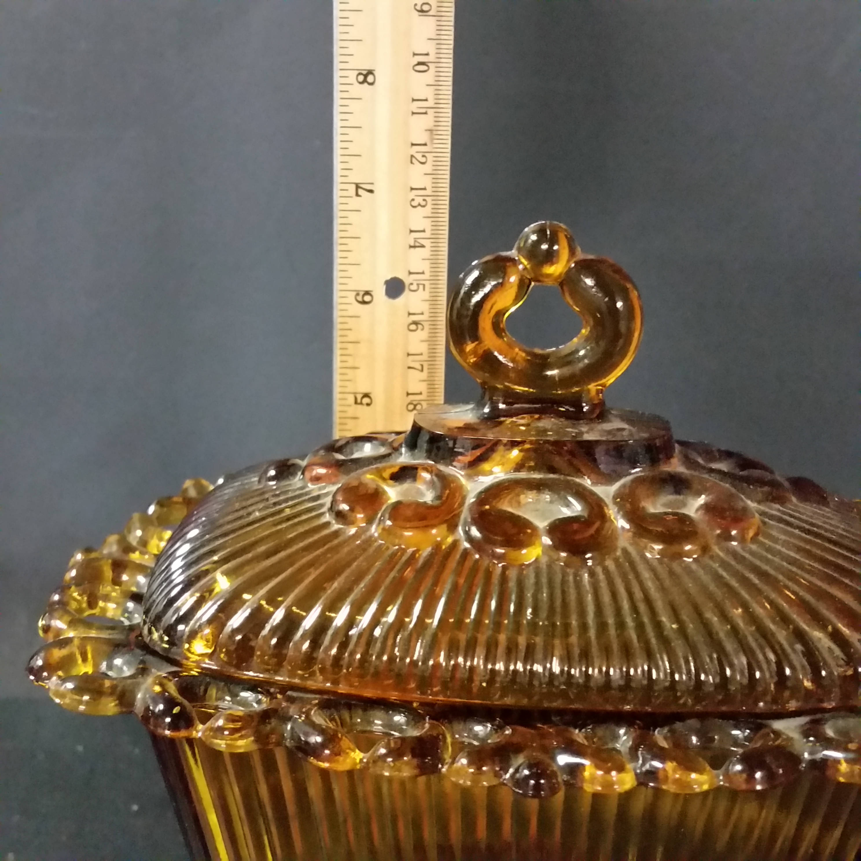 Vintage Golden Amber Glass Rectangular Pedestal Candy Dish - Etsy