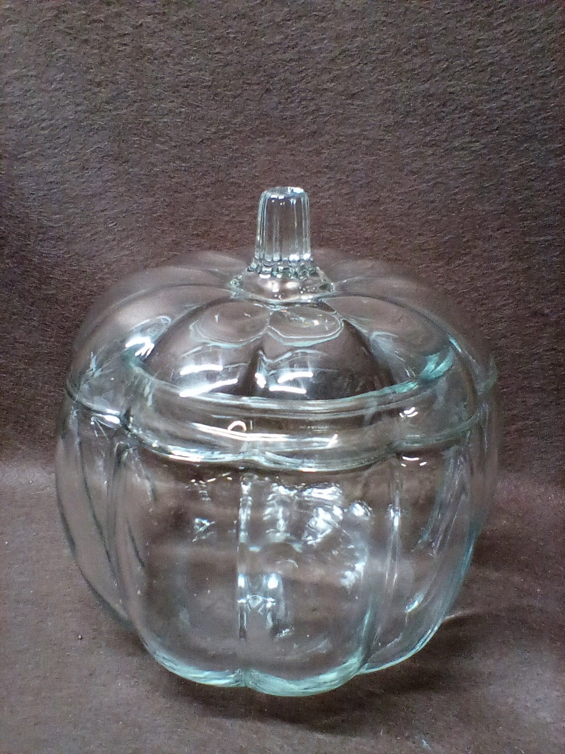 Clear Glass Pumpkin Cookie Jar Candy Dish. Fall Decoration Etsy
