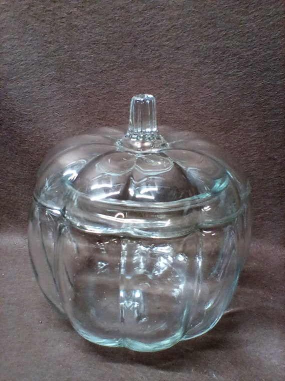 Large Vintage Glass Pumpkin Jar Anchor Hocking Cookie 